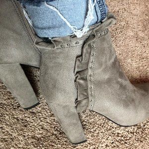 Gray XOXO Yasmin Ruffle Ankle Boot/Francesca's